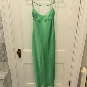 Zara Vibrant Green Satin Dress